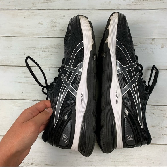 Asics Gel Nimbus 21 Black Silver Athletic Shoes FlyteFoam - Picture 9 of 16